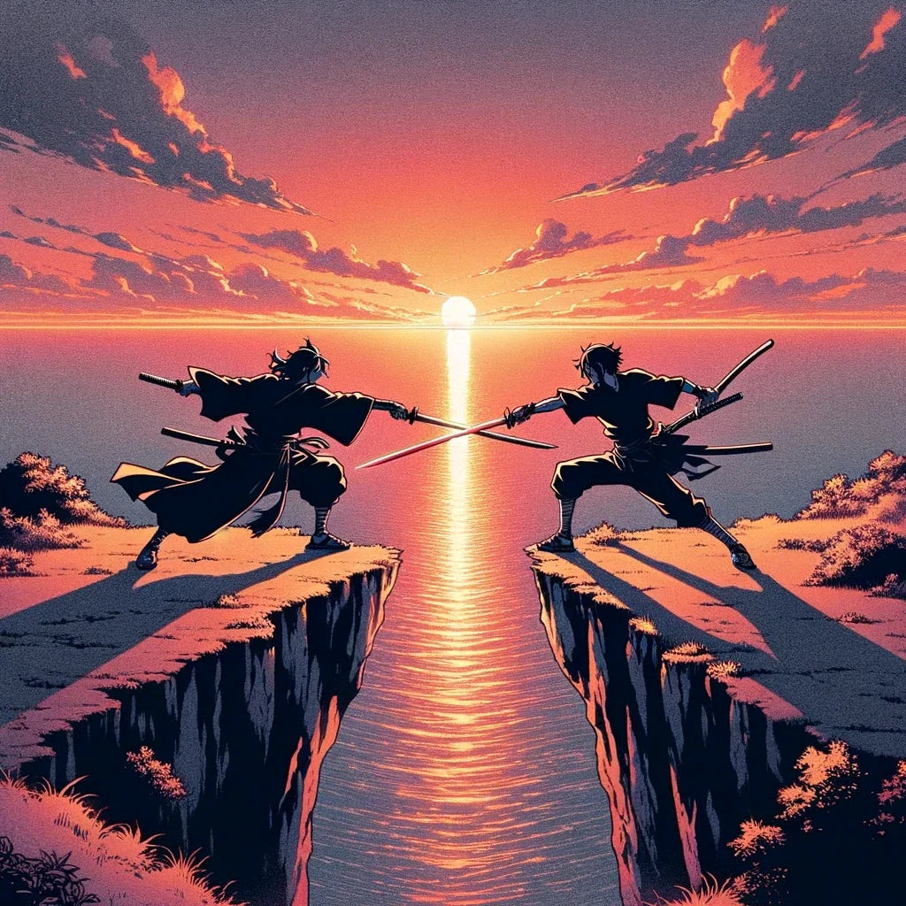 Sunset Sword Duel Cotton Cushion