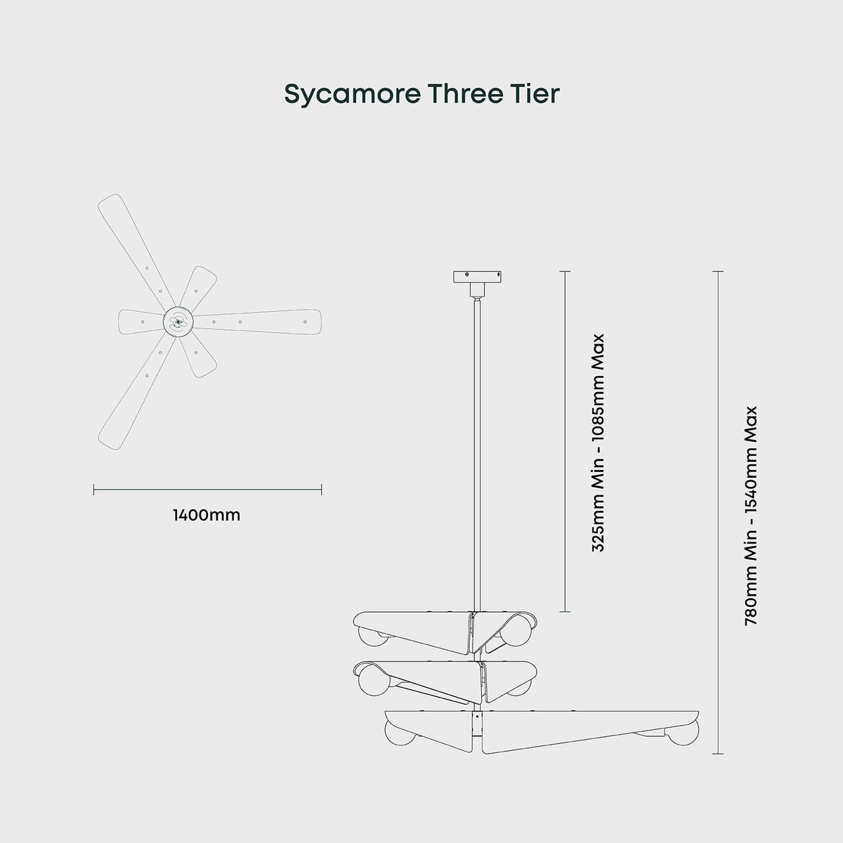 Sycamore Chandelier 3 Tiers in Dusk Pink