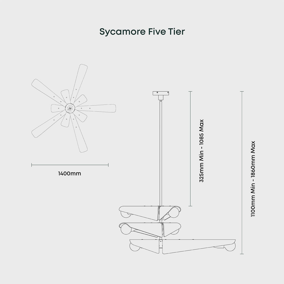 Sycamore Chandelier 5 Tiers in Dusk Pink