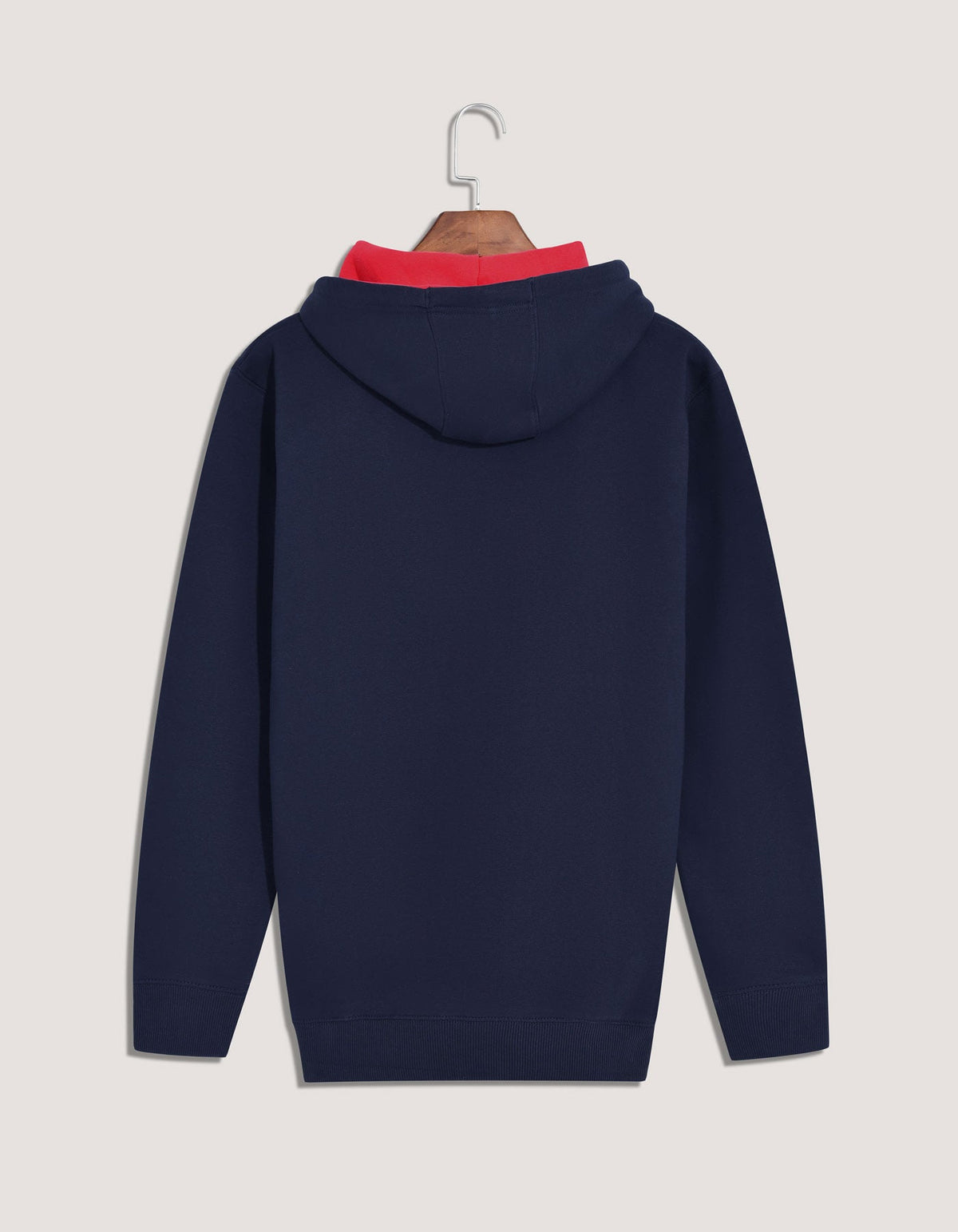 Navy and Red Fleece Pullover Hoodie