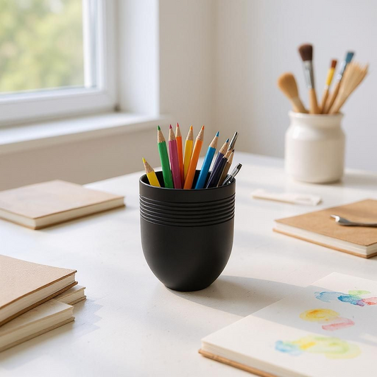 Large Utility Cup & Organiser | Modern Ribbed Holder for Bathroom & Office