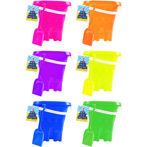 30cm Square Castle Bucket & Spade Set in Assorted Colours for Ages 3+