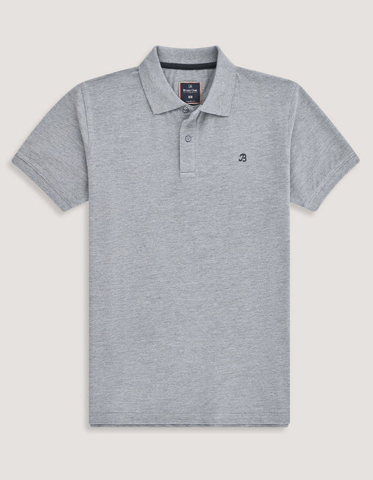 Heather Grey Regular Fit Cotton Polo Shirt
