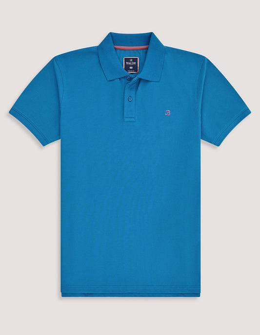 Turquoise Regular Fit Cotton Polo Shirt