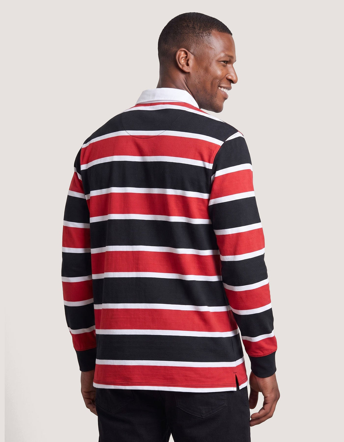 Black and Red Striped Rugby Shirt