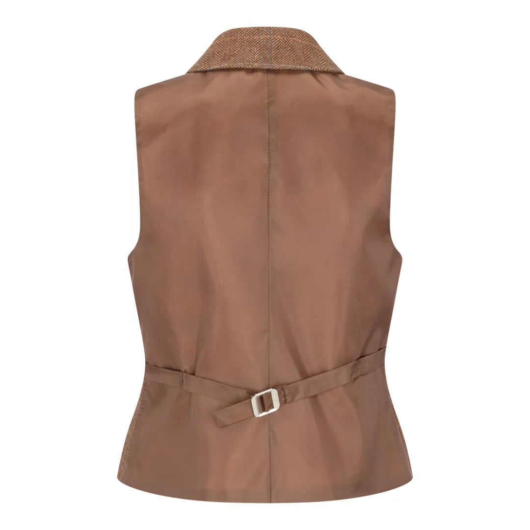 TPSTZ73 - Women's Oak Brown Tweed Blazer Waistcoat
