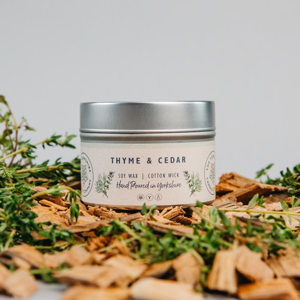 Thyme & Cedar Scented Tin Candle