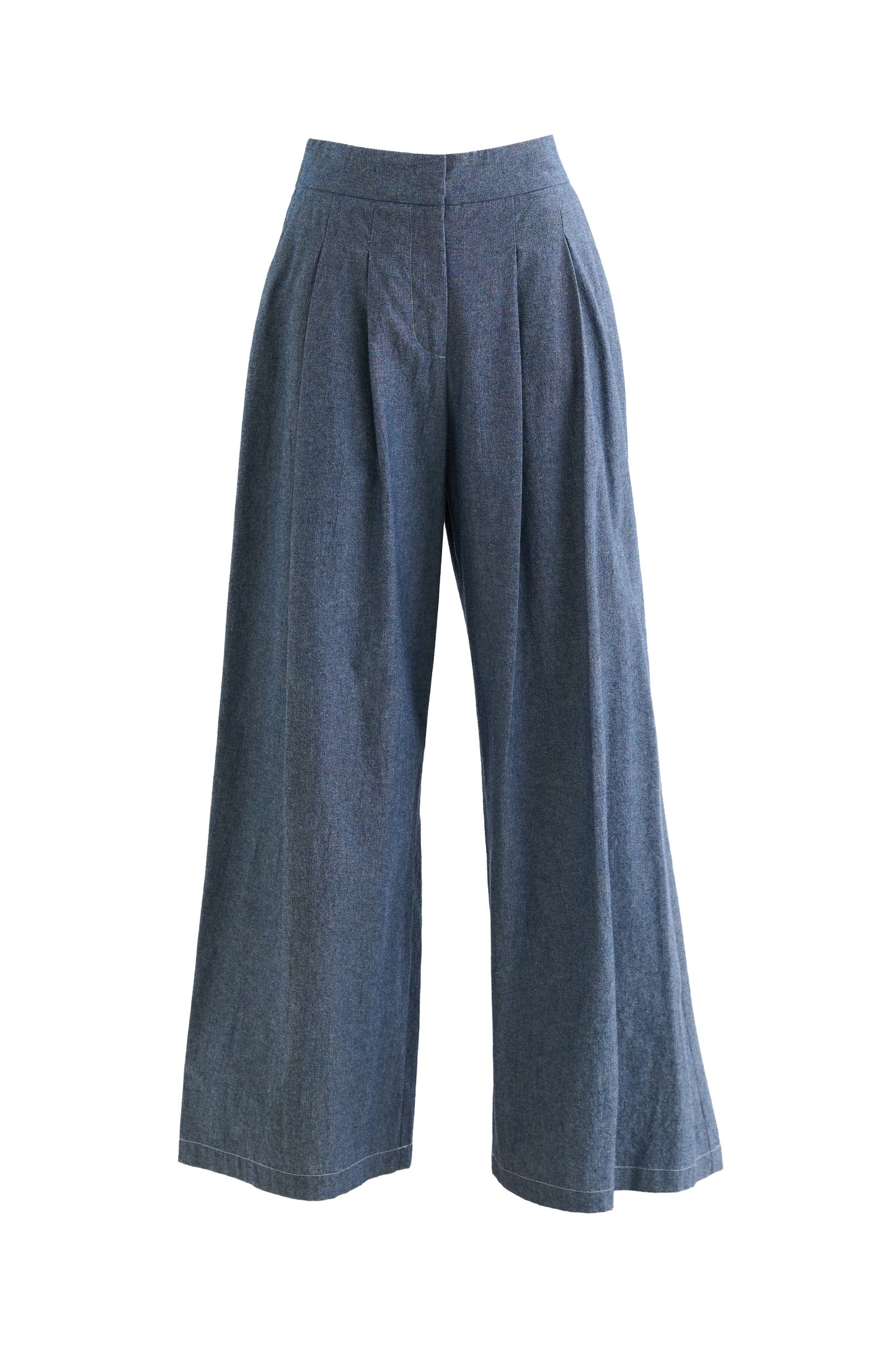 Tyler Chambray Wide Leg Trouser - Dark Grey