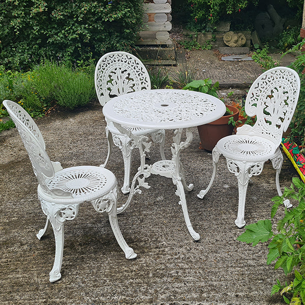 The Foalyard Jardine Leisure Aluminium Coalbrookdale Round 68cm Table with Three Chairs Tea Patio Set