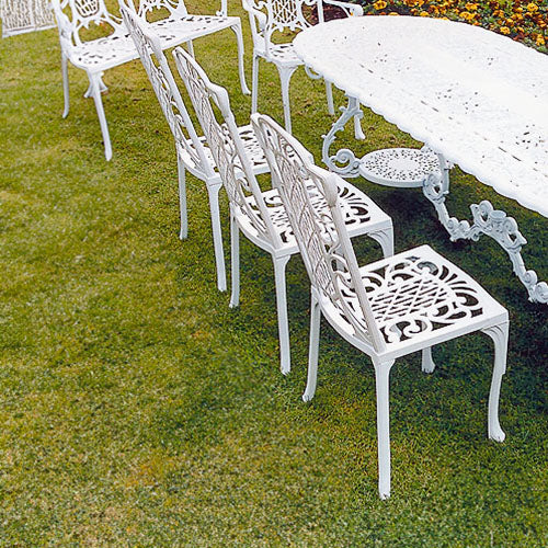 The Foalyard Jardine Leisure Aluminium Victorian Diner Chairs Garden White