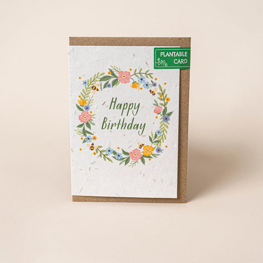 TheFoalyard Willsow Happy Birthday Wreath Wildflowers Plantable Card