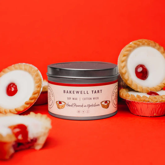 The Foalyard - Bakewell Tart Scented Tin Candle large British Made by The Yorkshire Candle Company
