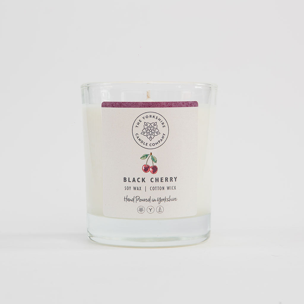 The Foalyard - Black Cherry Candle in Glass Tumbler British Made by The Yorkshire Candle Company