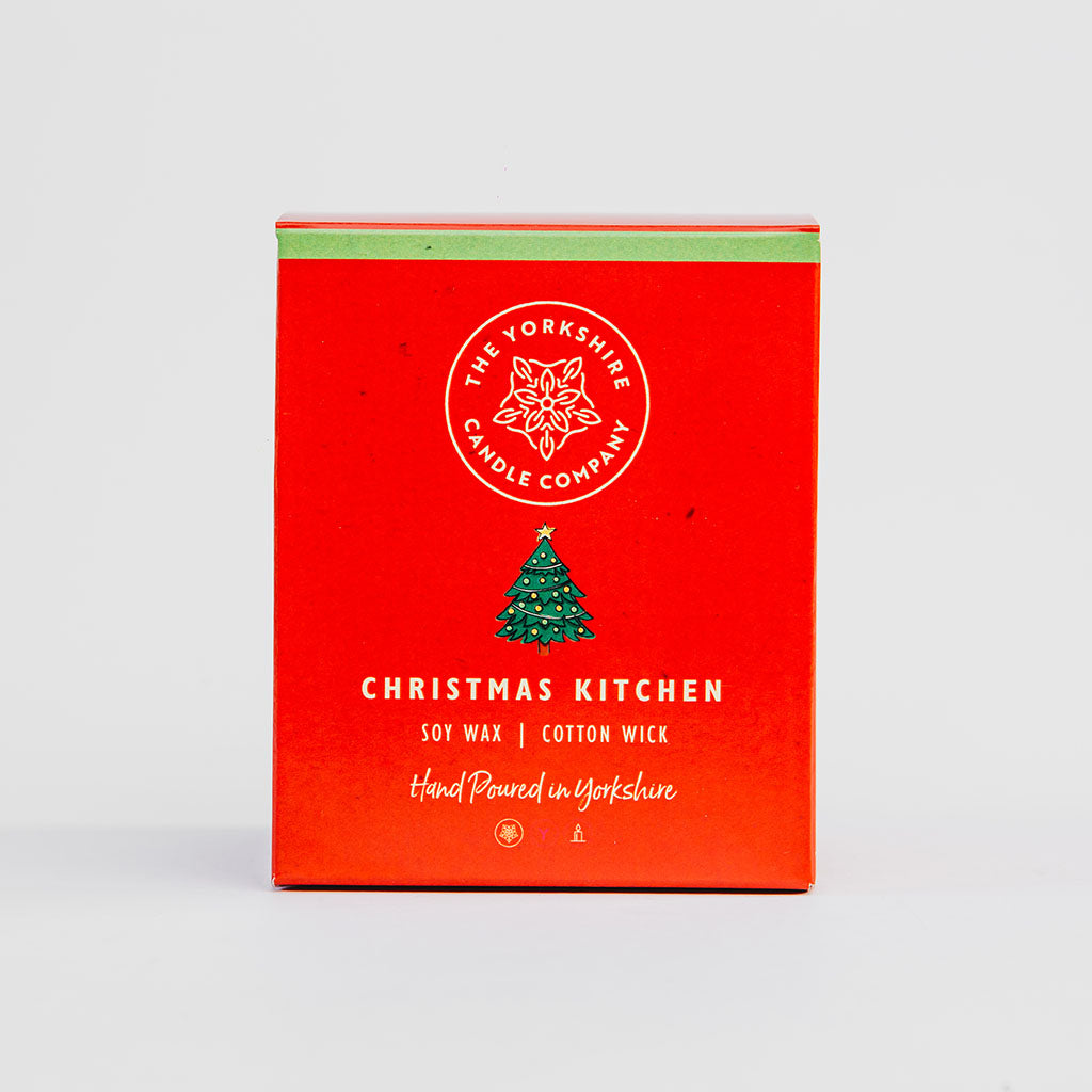 The Foalyard - Christmas Kitchen Candle in Glass Tumbler presentation box British Made by The Yorkshire Candle Company