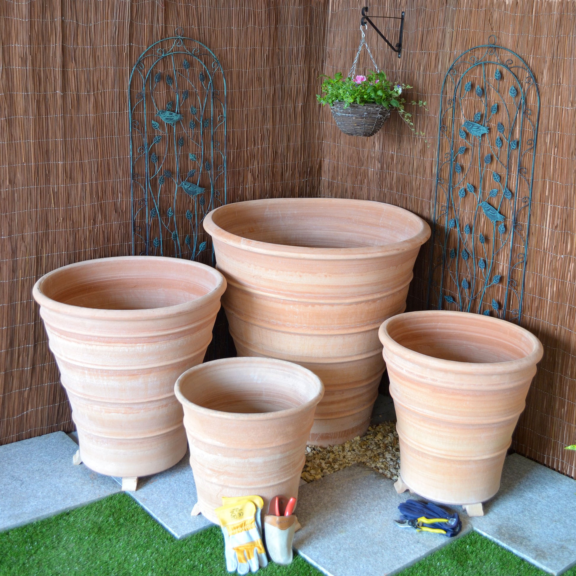 The Foalyard - Monachou Cretan Terracotta Large Frost-Proof Planters from H75 x D75cm high quality garden patio - 50 years guarantee - The Terracotta Pot Company - Cretan Ceramics by Andonis Araviakis