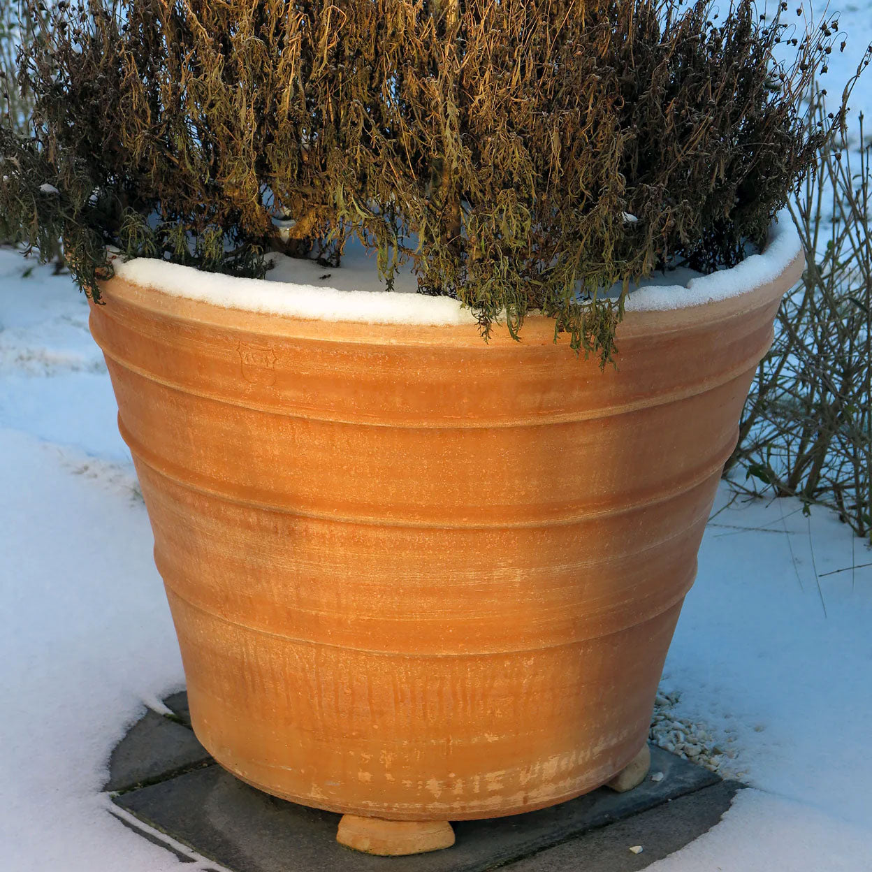 The Foalyard - Monachou Fardipati Cretan Terracotta Large Frost-Proof Planters from H50 x D70cm premium quality garden pots Palamedes winter - 50 years warranty - The Terracotta Pot Company - Cretan Ceramics by Andonis Araviakis