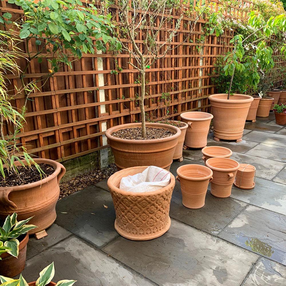 The Foalyard - Monachou Fardipati Cretan Terracotta Large Frost-Proof Planters from H50 x D70cm premium quality home garden Mediterranean pots - 50 years warranty - The Terracotta Pot Company - Cretan Ceramics by Andonis Araviakis