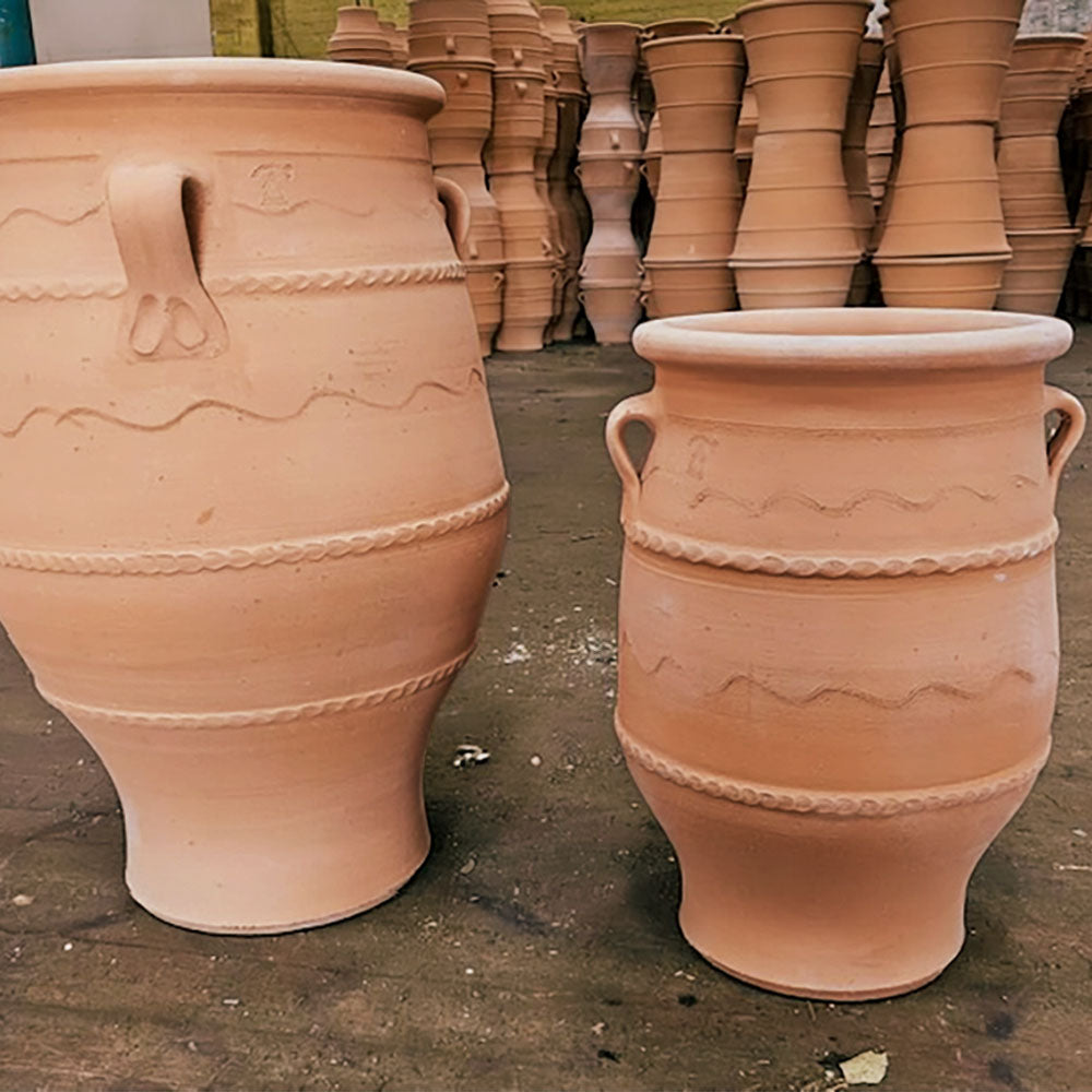 The Foalyard - Pithari Cretan Terracotta Large Frost-Proof Planters from H70 x D45cm high quality home garden patio - 50 years guarantee - The Terracotta Pot Company - Cretan Ceramics by Andonis Araviakis