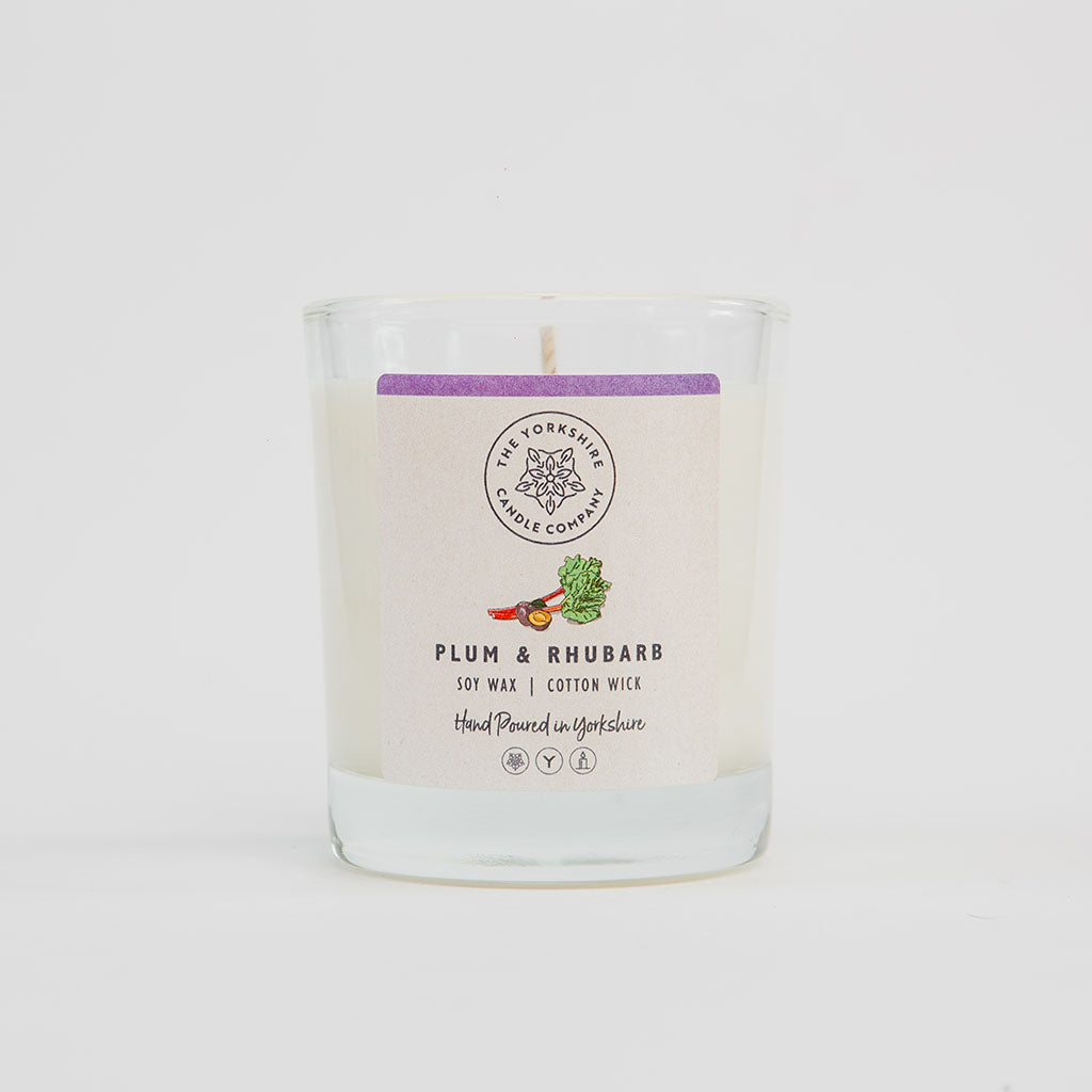The Foalyard - Plum and Rhubarb Candle Glass Tumbler British Made by The Yorkshire Candle Company