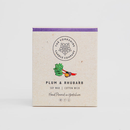 The Foalyard - Plum and Rhubarb Candle Glass Tumbler presentation box British Made by The Yorkshire Candle Company
