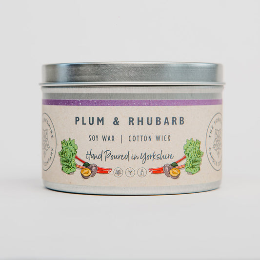 The Foalyard - Plum & Rhubarb, Scented Tin Candle large British Made by The Yorkshire Candle Company