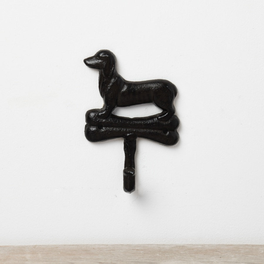 The Foalyard - Portland Living Dachshund Dog on Bone Cast Iron Hook - 14cm