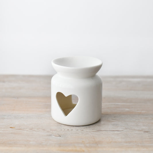 The Foalyard - Portland Living Heart Cut-Out Oil Burner - White Ceramic 10cm