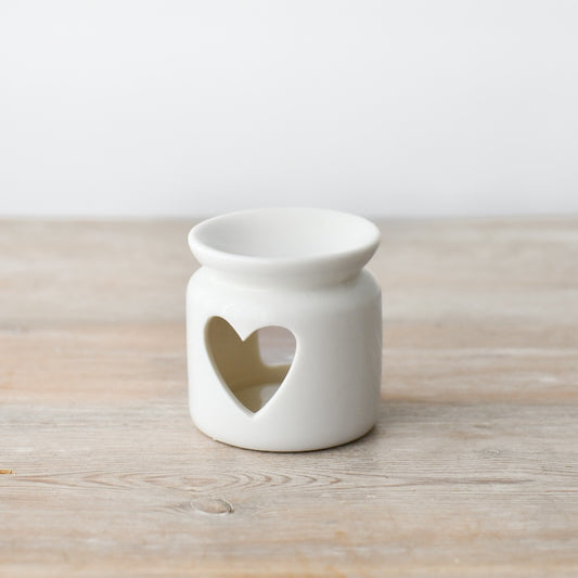 The Foalyard - Portland Living Heart Cut-Out Oil Burner - White Ceramic 7cm