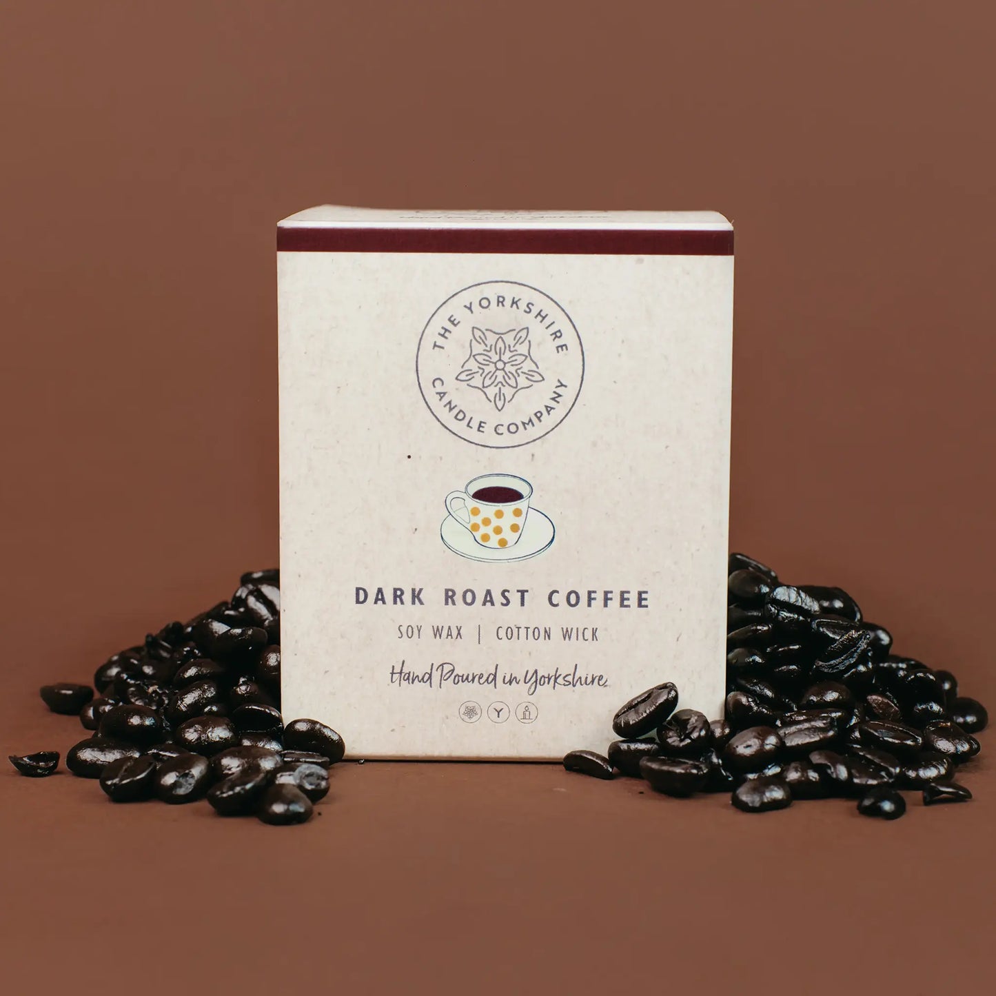 The Foalyard Dark Roast Coffee Candle Glass Tumbler presentation box