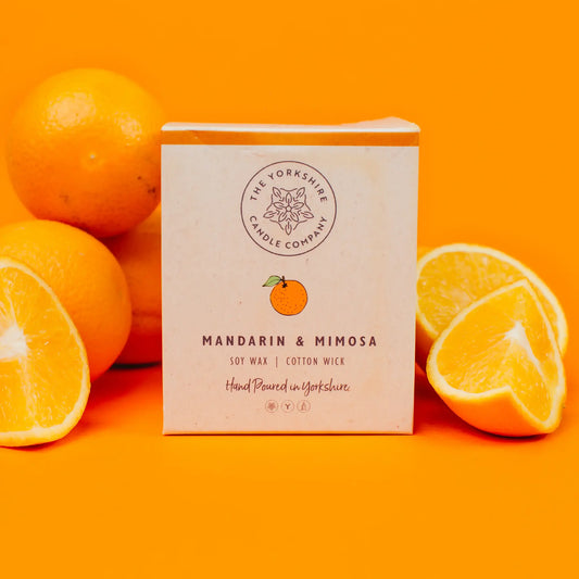 The Foalyard Mandarin Mimosa Candle Glass Tumbler presentation box