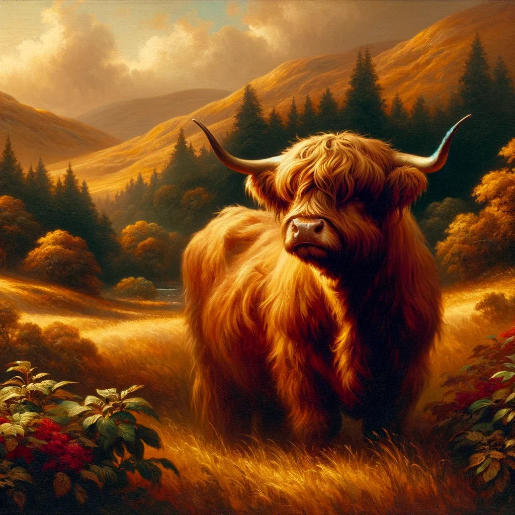 Timeless Highland Cow Serenity Cotton Cushion