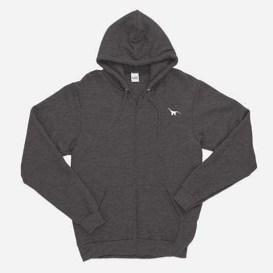 Tiny Embroidered Dino Zip Up Hoodie (Unisex)