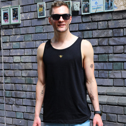 Tiny Embroidered Bumble Bee Tank (Unisex)