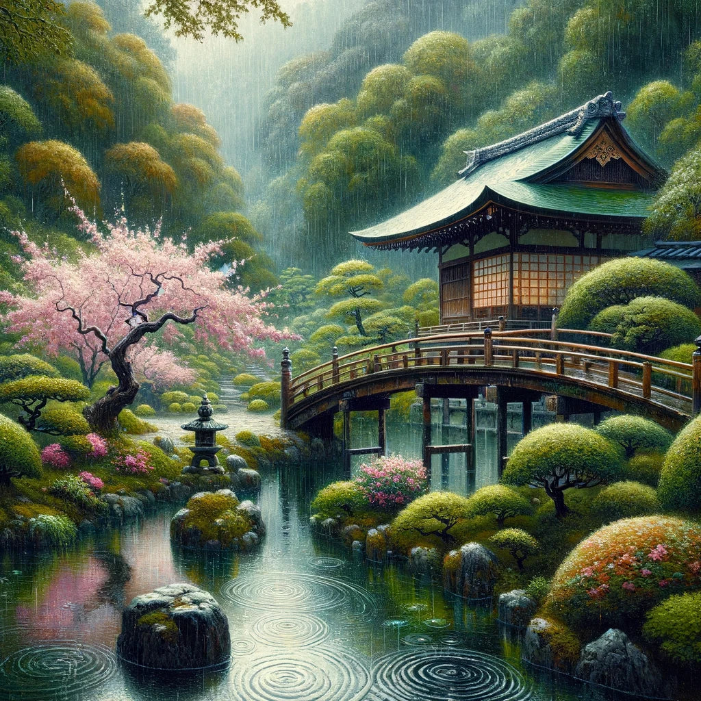 Tranquil Rain in Kyoto Canvas