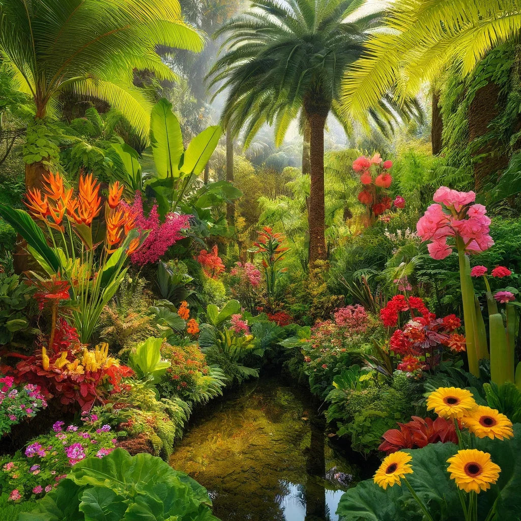Tropical Garden Oasis Cotton Cushion
