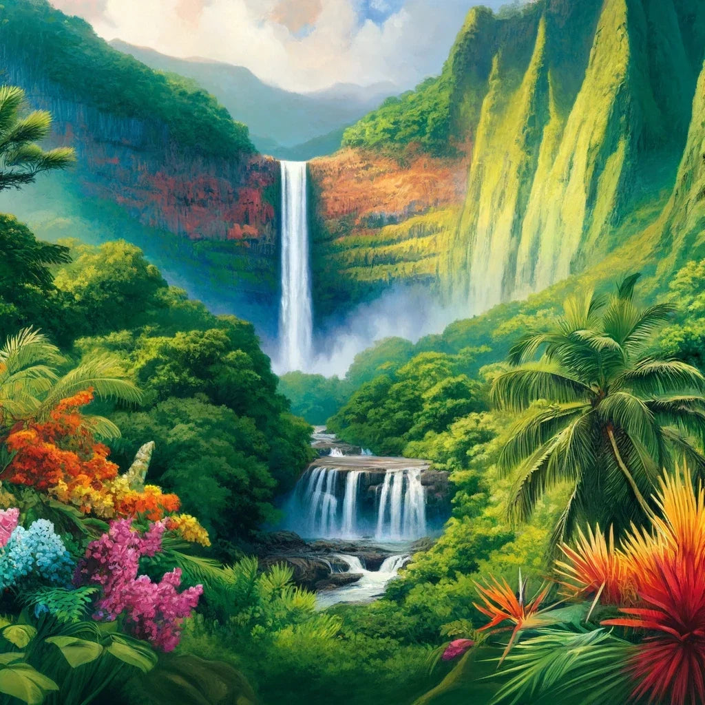 Tropical Waterfall Splendor Canvas