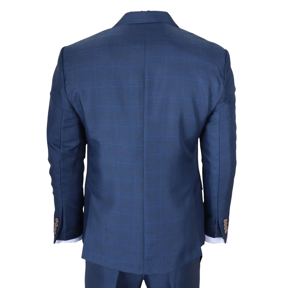 IM50 - Men's Blue Check 3 Piece Tailored Fit Suit