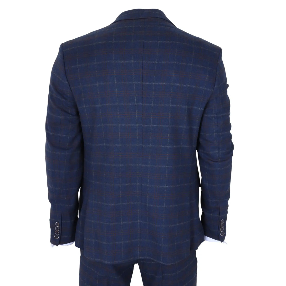 TP-34 - Men's 3 Piece Navy Plaid Check Tailored Fit Suit