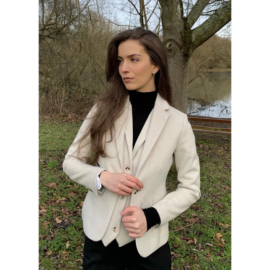 WSN15 - Women's Cream Wool Blend Tweed Blazer Waistcoat