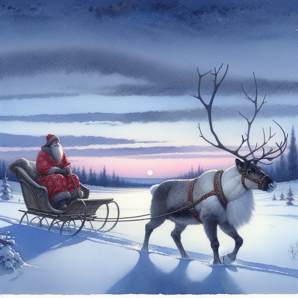 Twilight Reindeer Journey Canvas