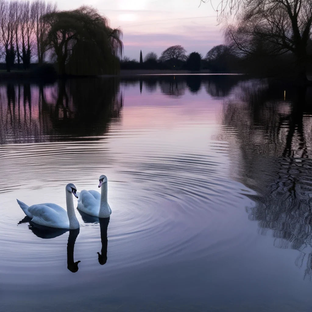 Twilight Swans Cotton Cushion