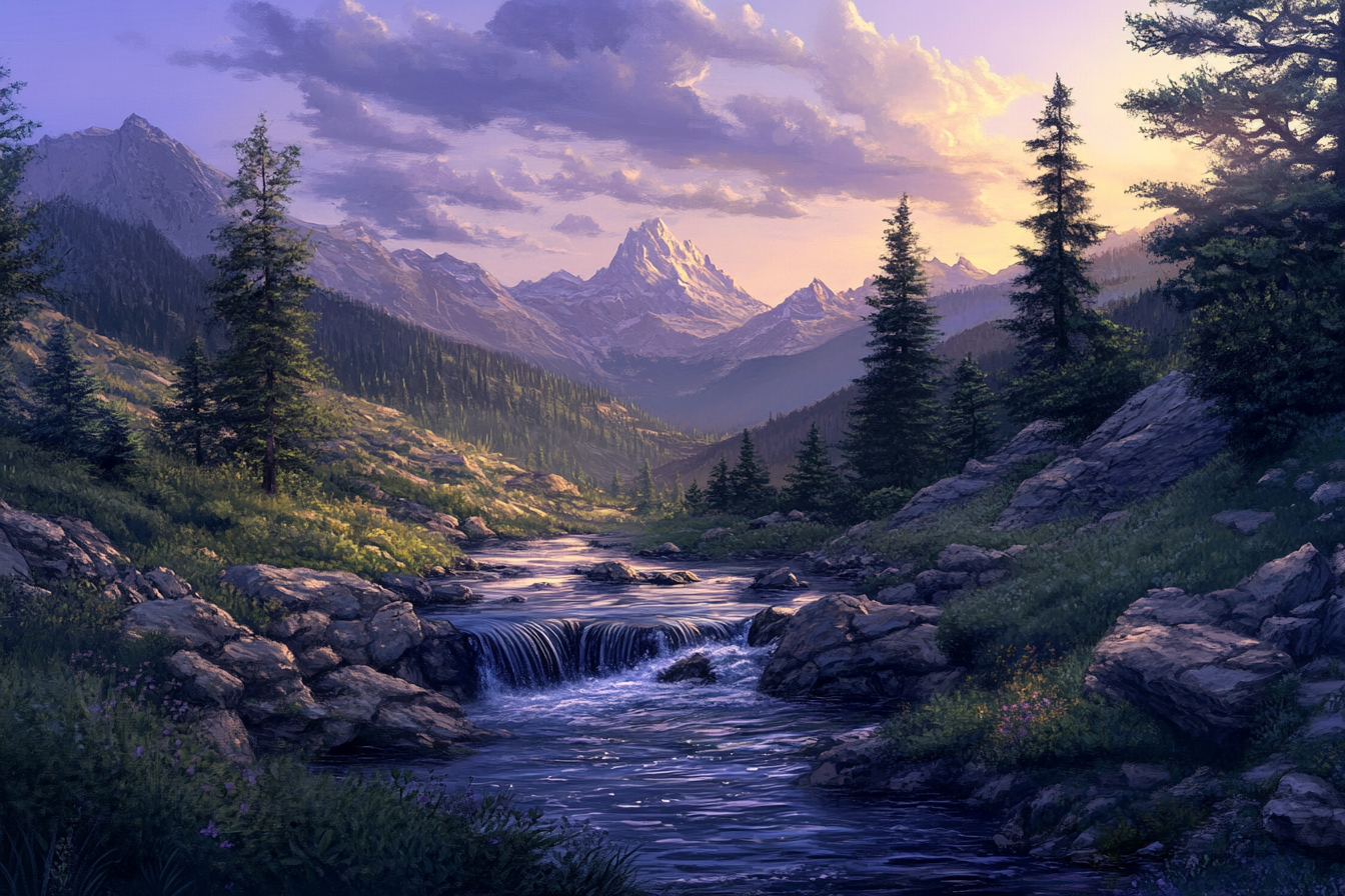 Twilight Tranquillity Mountain Canvas