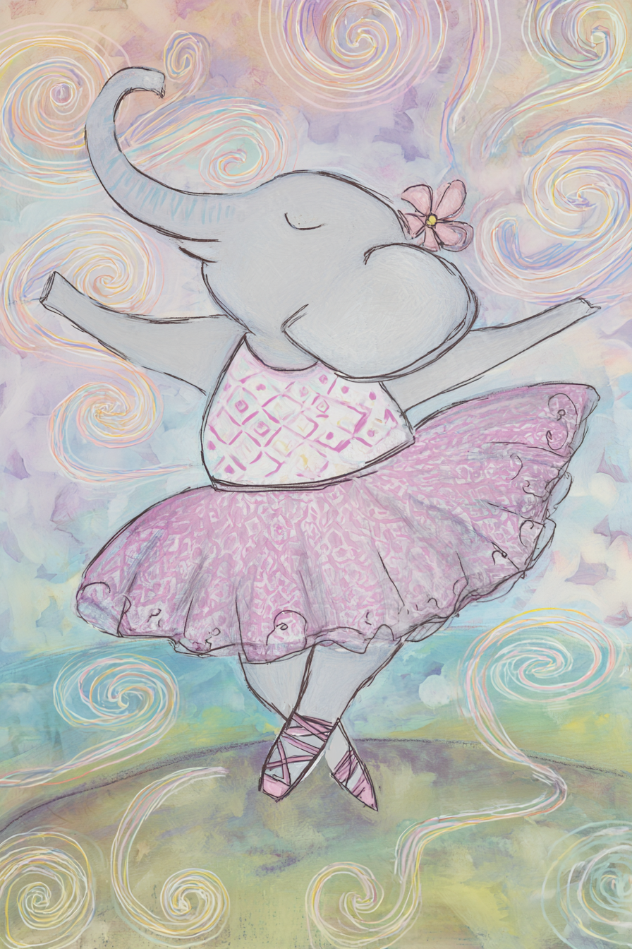 Twirling Elephant Ballerina Canvas