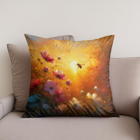 Golden Hour Bee Cotton Cushion