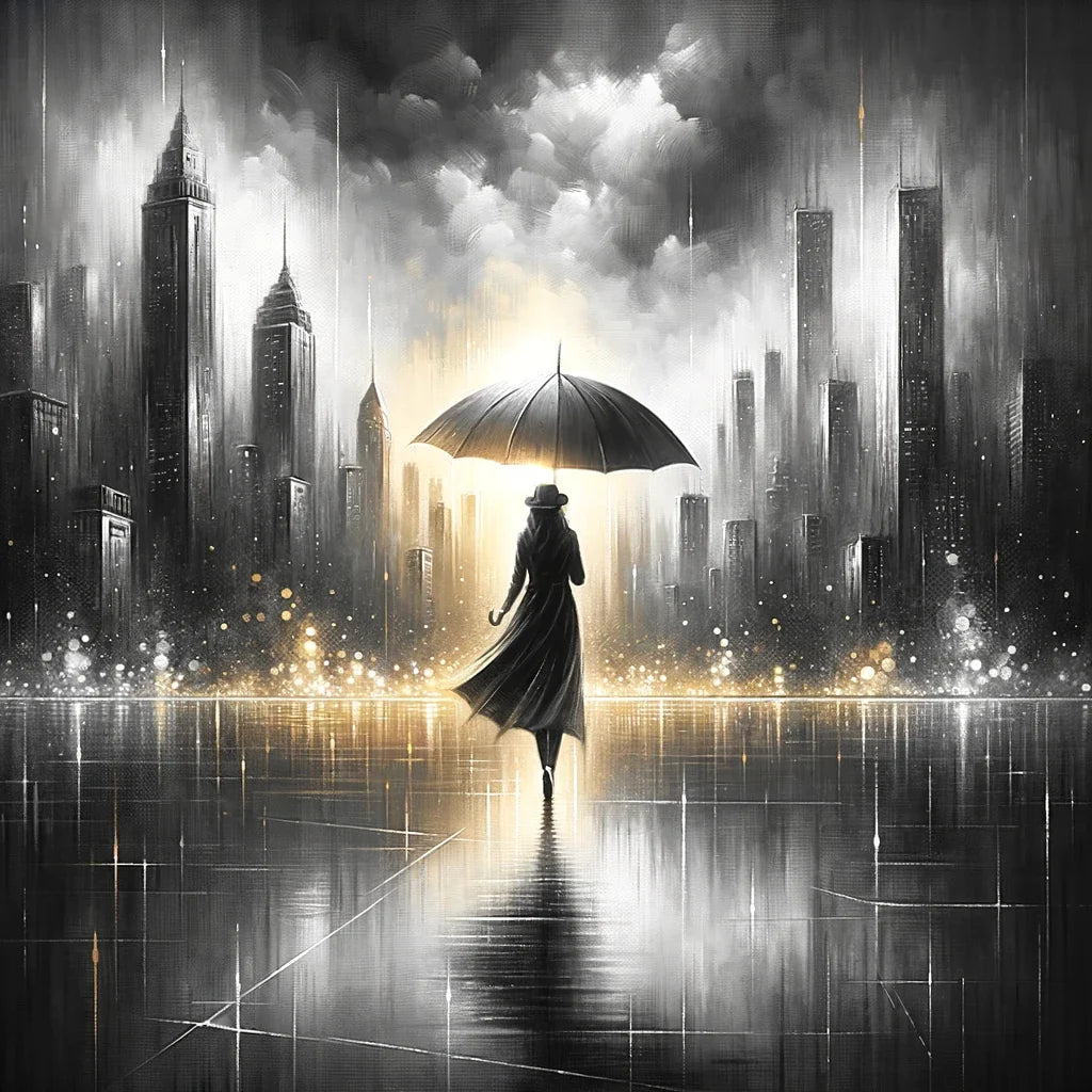 Umbrella in Urban Serenity Cotton Cushion