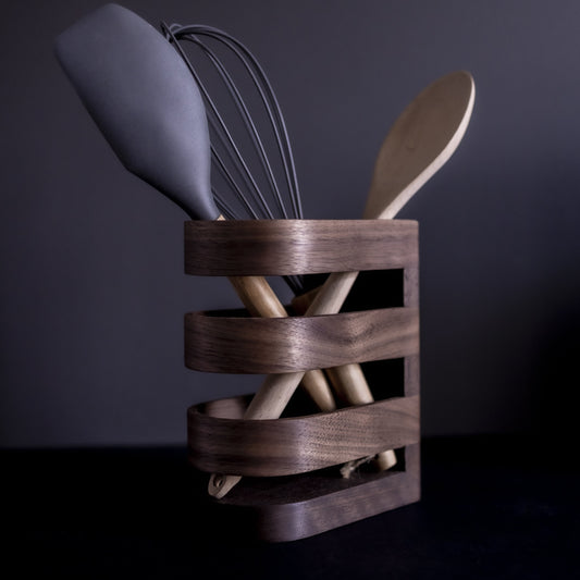 Walnut Kitchen Utensil Holder | Luxury Wooden Utensil Pot | Handcrafted in UK