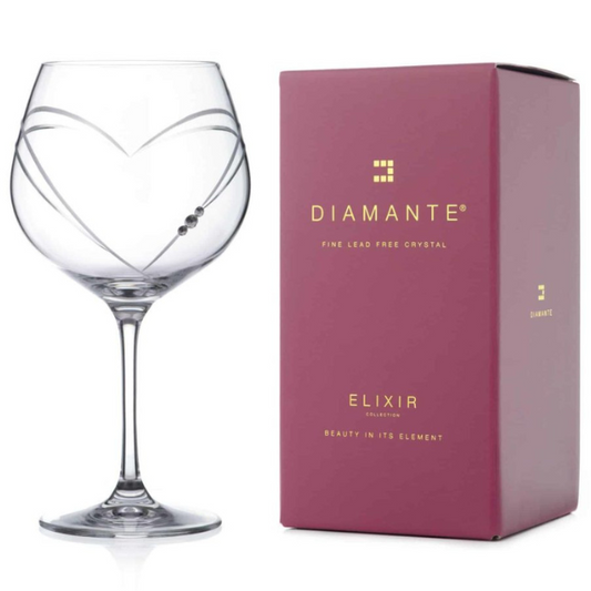 Diamante "Just For You" Gin Glass with Heart-Shaped Cutting - 610ml - In Gift Box