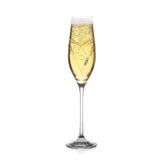 Diamante Champagne Flute with Heart Shaped Cutting - In Gift Box