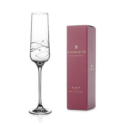 Diamante "Just For You" Champagne Flute with Spiral Cut - In Gift Box