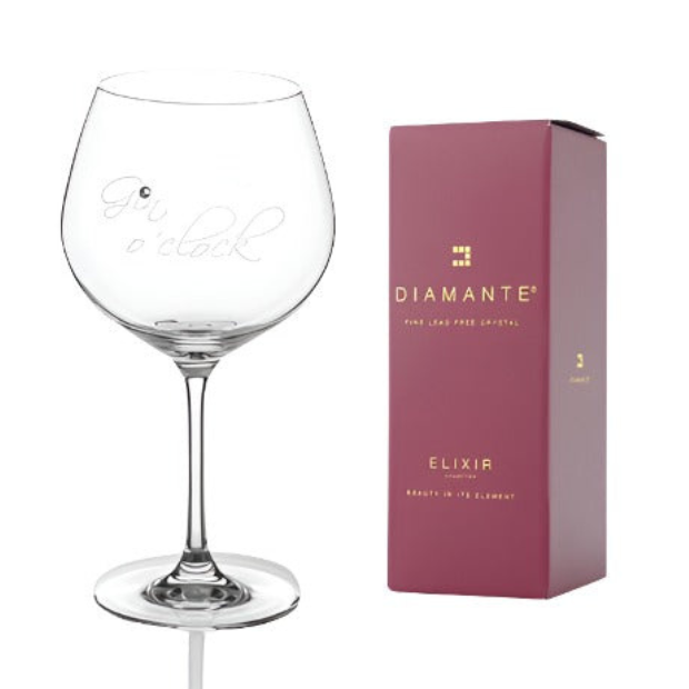 Diamante "Gin O'Clock" Gin Glass - 610ml - In Gift Box